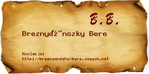 Breznyánszky Bere névjegykártya